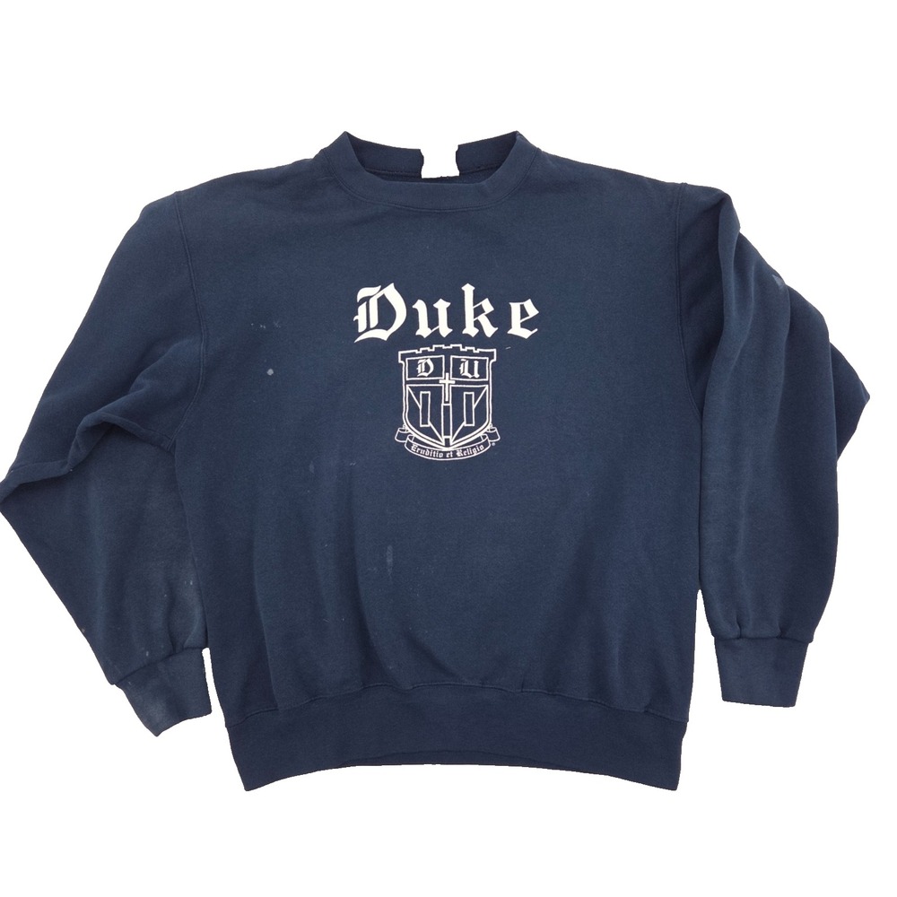 VTG 80s 90s Duke University Sweatshirt Mens L Navy USA Made The Cotton Exchange